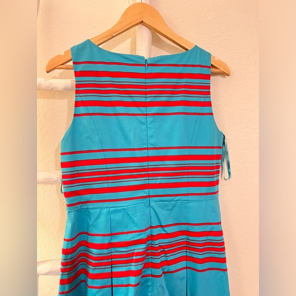 Talbots Red/Blue Striped Fit Flare Dress - Picture 4 of 10